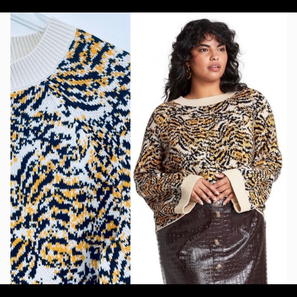 Rachel Comey X Target Tiger Animal Print Crewneck Pullover Knit Sweater